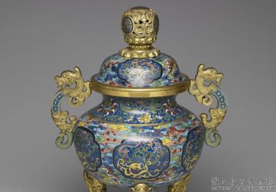 图片[2]-Copper ding-type tripod incense burner in cloisonne enamels, Qing dynasty (1644-1911)-China Archive